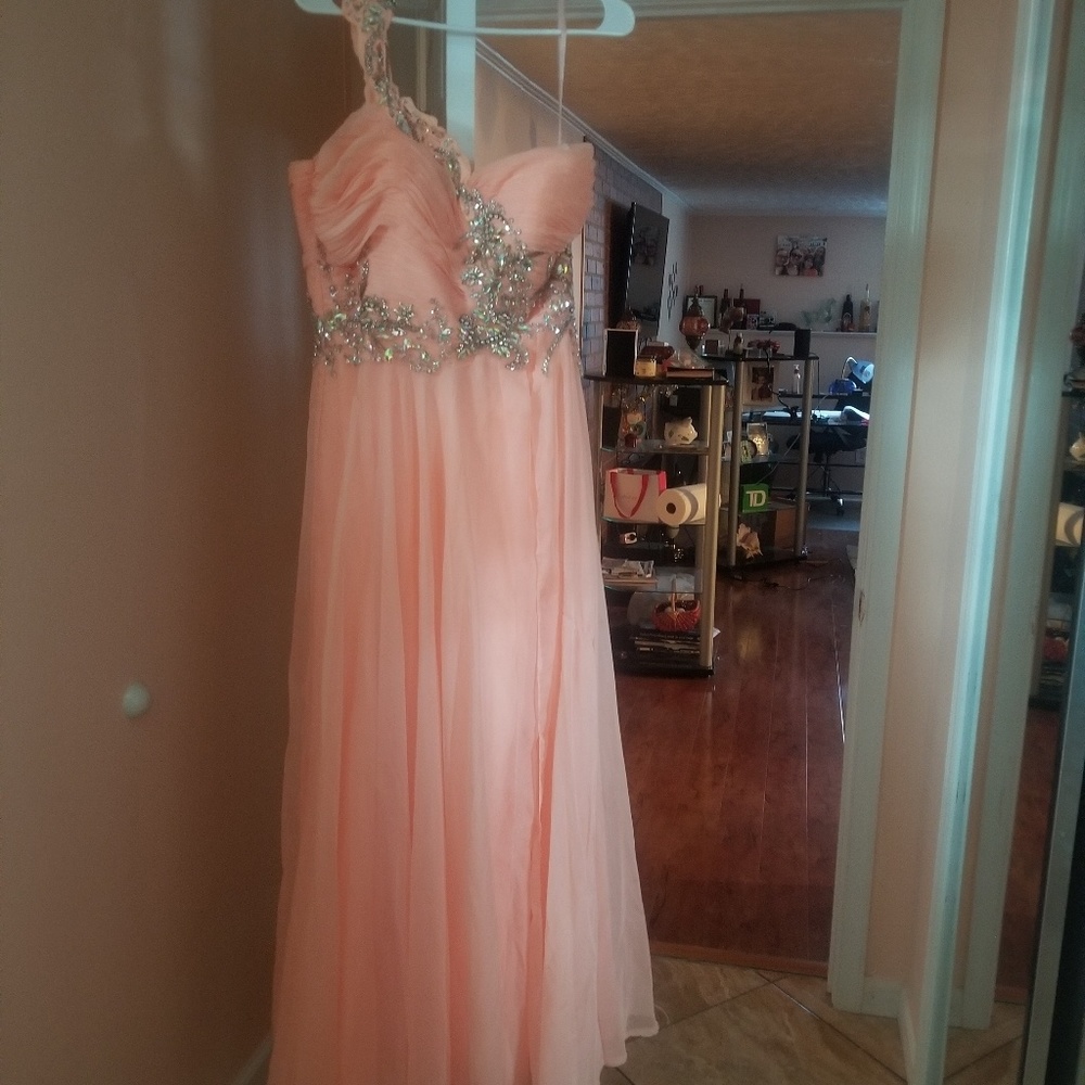 Peach long dress, worn once for prom.